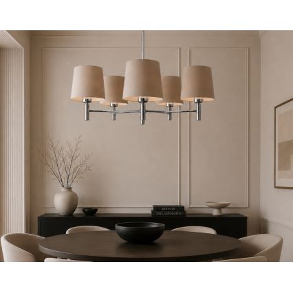 Brilagi - Lampadario a stelo MONTE 5xE27/60W/230V beige/cromo lucido