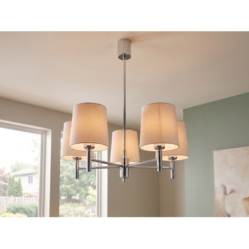Brilagi - Lampadario a stelo MONTE 5xE27/60W/230V beige/cromo lucido