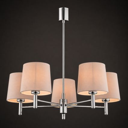 Brilagi - Lampadario a stelo MONTE 5xE27/60W/230V beige/cromo lucido