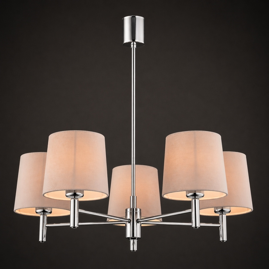 Brilagi - Lampadario a stelo MONTE 5xE27/60W/230V beige/cromo lucido