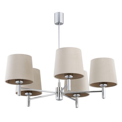 Brilagi - Lampadario a stelo MONTE 5xE27/60W/230V beige/cromo lucido