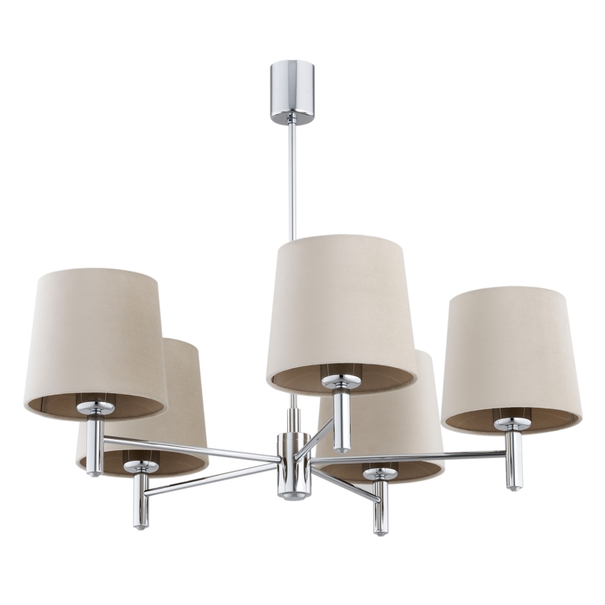 Brilagi - Lampadario a stelo MONTE 5xE27/60W/230V beige/cromo lucido