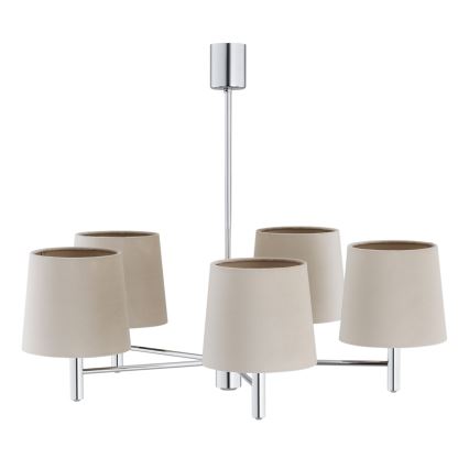 Brilagi - Lampadario a stelo MONTE 5xE27/60W/230V beige/cromo lucido