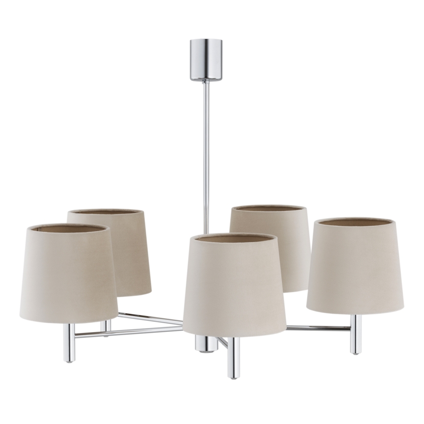 Brilagi - Lampadario a stelo MONTE 5xE27/60W/230V beige/cromo lucido