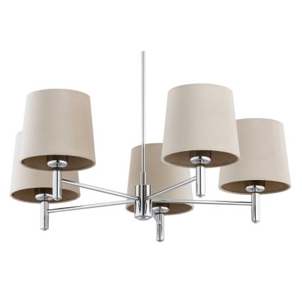 Brilagi - Lampadario a stelo MONTE 5xE27/60W/230V beige/cromo lucido