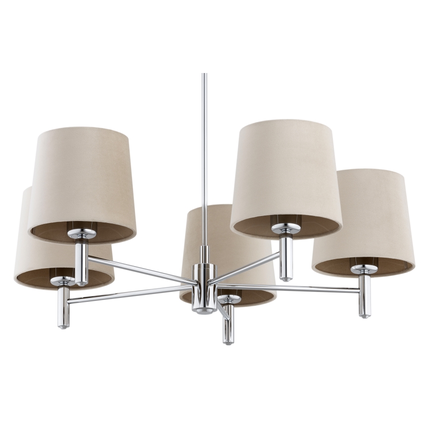 Brilagi - Lampadario a stelo MONTE 5xE27/60W/230V beige/cromo lucido