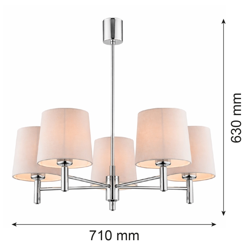 Brilagi - Lampadario a stelo MONTE 5xE27/60W/230V beige/cromo lucido