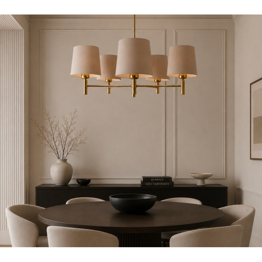 Brilagi - Lampadario a stelo MONTE 5xE27/60W/230V beige/oro
