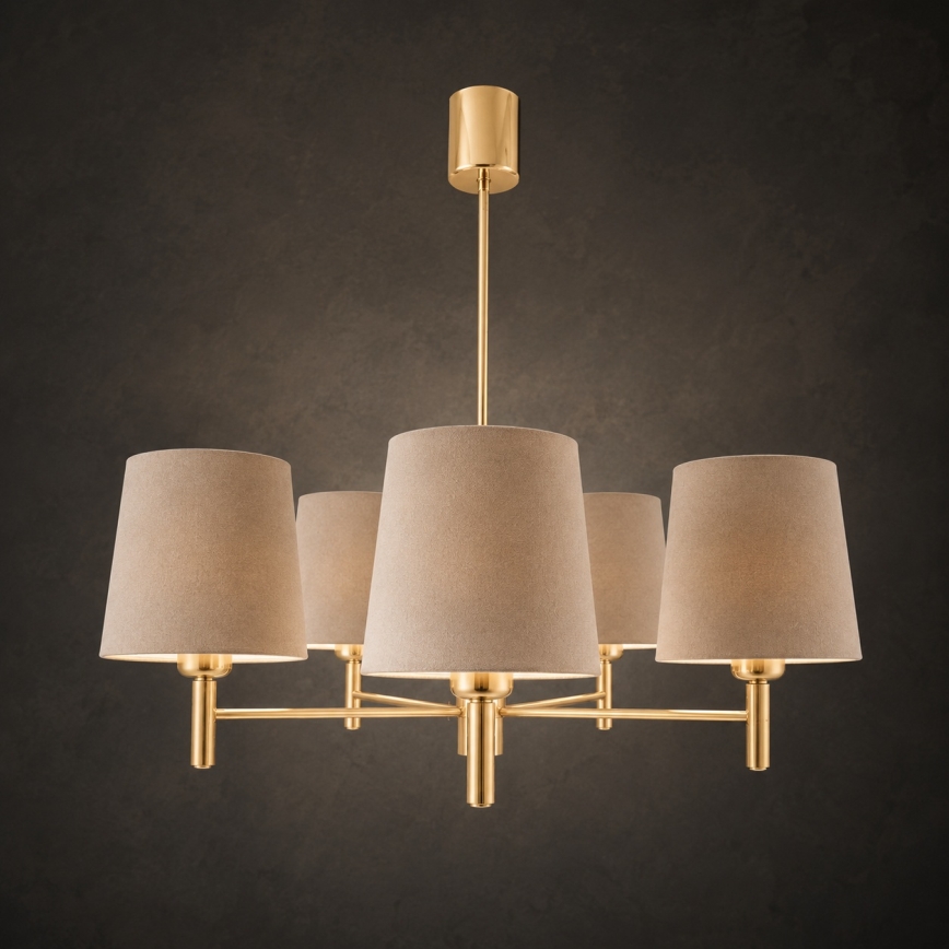 BRILAGI - Lampadario a stelo MONTE 5xE27/60W/230V beige/oro
