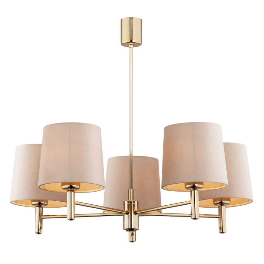BRILAGI - Lampadario a stelo MONTE 5xE27/60W/230V beige/oro