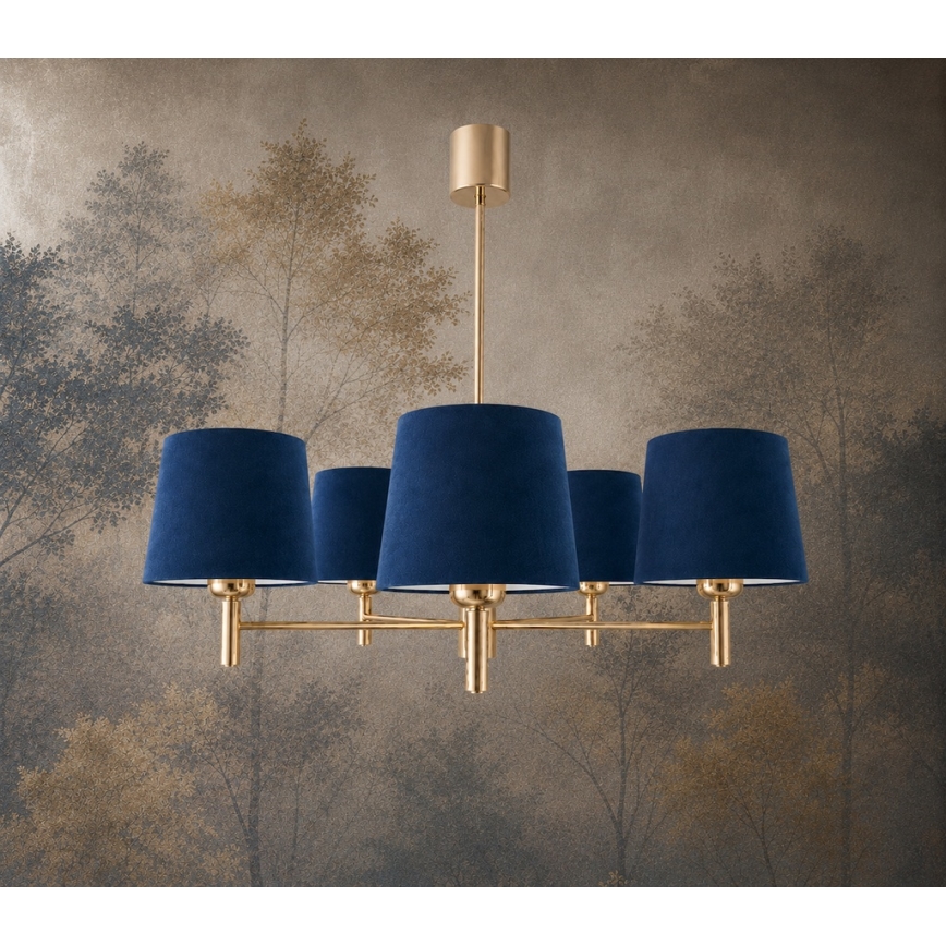 Brilagi - Lampadario a stelo MONTE 5xE27/60W/230V blu/oro