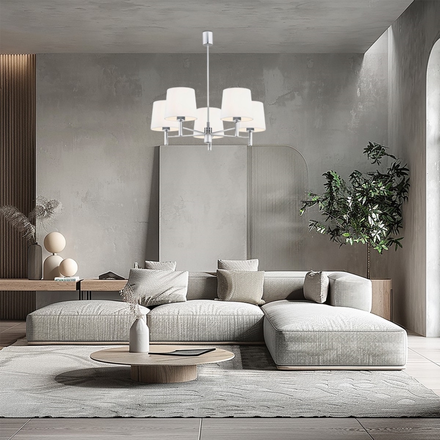 Brilagi - Lampadario a stelo MONTE 5xE27/60W/230V crema/cromo lucido