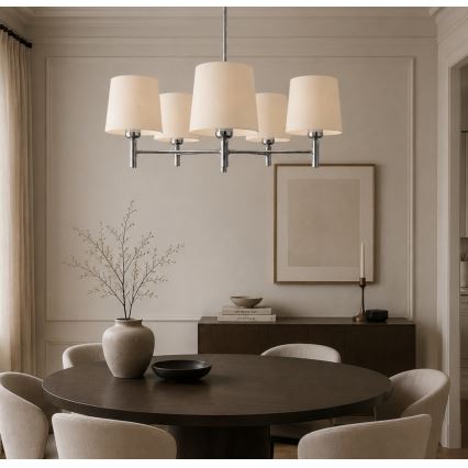 Brilagi - Lampadario a stelo MONTE 5xE27/60W/230V crema/cromo lucido