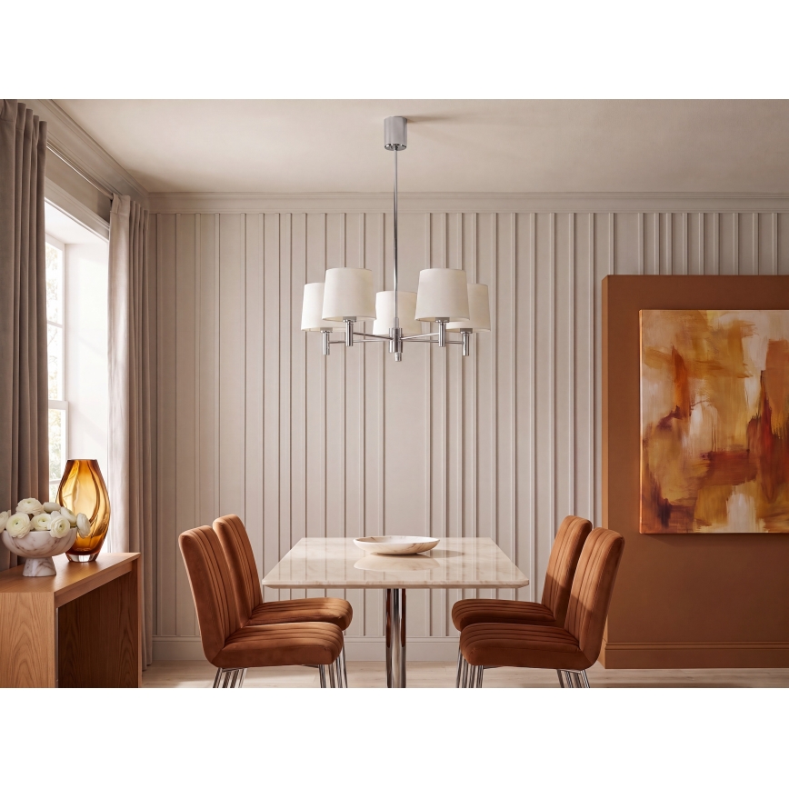 Brilagi - Lampadario a stelo MONTE 5xE27/60W/230V crema/cromo lucido