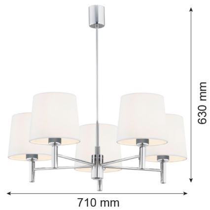 Brilagi - Lampadario a stelo MONTE 5xE27/60W/230V crema/cromo lucido