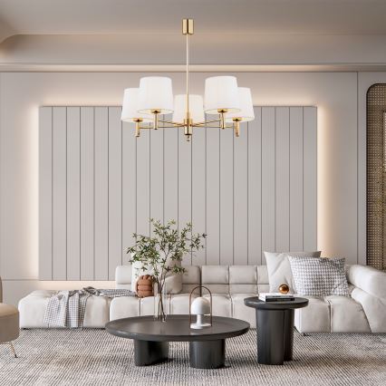 Brilagi - Lampadario a stelo MONTE 5xE27/60W/230V crema/oro