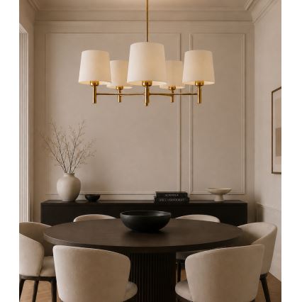 Brilagi - Lampadario a stelo MONTE 5xE27/60W/230V crema/oro