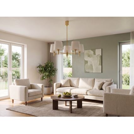 Brilagi - Lampadario a stelo MONTE 5xE27/60W/230V crema/oro