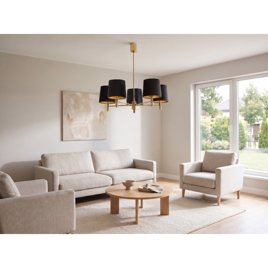 BRILAGI - Lampadario a stelo MONTE 5xE27/60W/230V nero/oro
