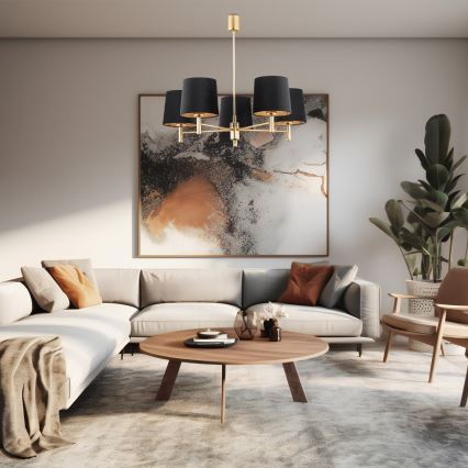 Brilagi - Lampadario a stelo MONTE 5xE27/60W/230V nero/oro