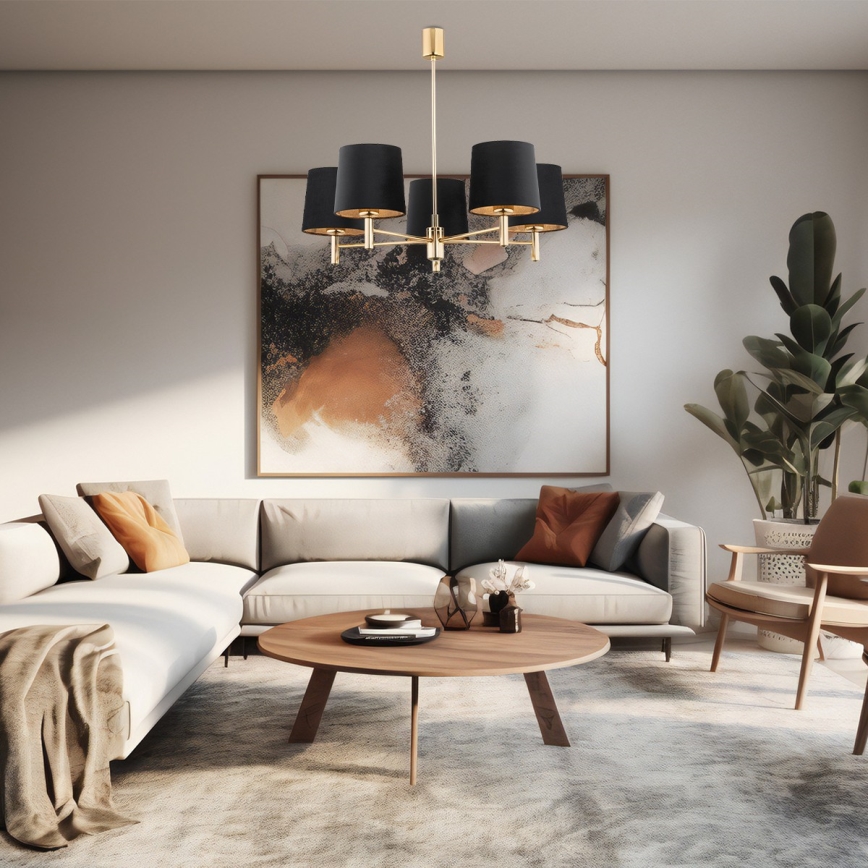 Brilagi - Lampadario a stelo MONTE 5xE27/60W/230V nero/oro