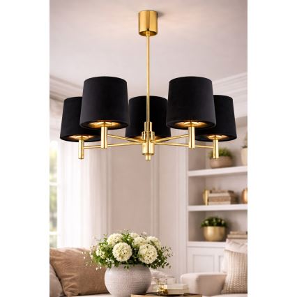 Brilagi - Lampadario a stelo MONTE 5xE27/60W/230V nero/oro