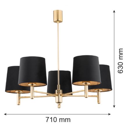 Brilagi - Lampadario a stelo MONTE 5xE27/60W/230V nero/oro