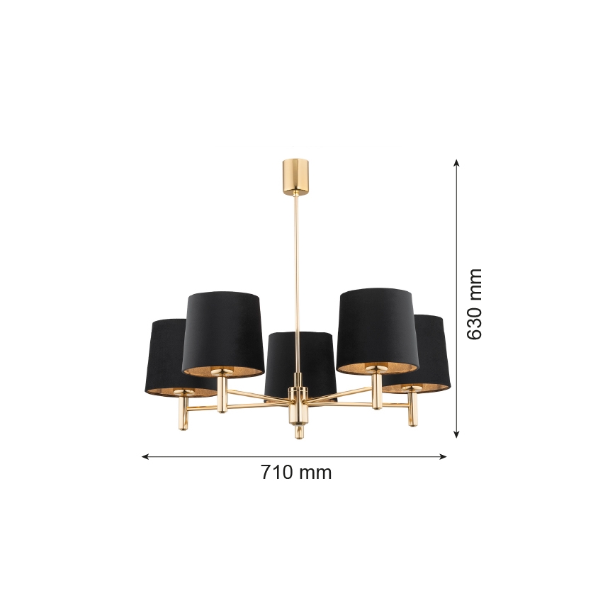 Brilagi - Lampadario a stelo MONTE 5xE27/60W/230V nero/oro