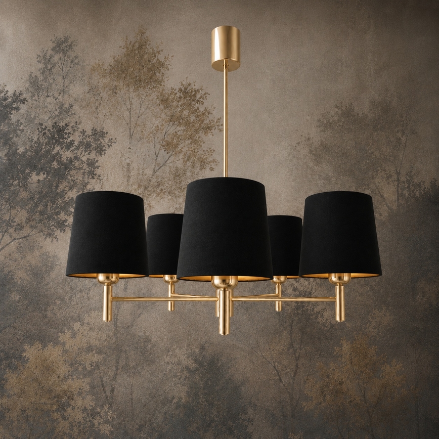 BRILAGI - Lampadario a stelo MONTE 5xE27/60W/230V nero/oro