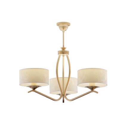 Brilagi - Lampadario a stelo SAPHIRE 3xE27/15W/230V Ø 66 cm crema/oro/patina