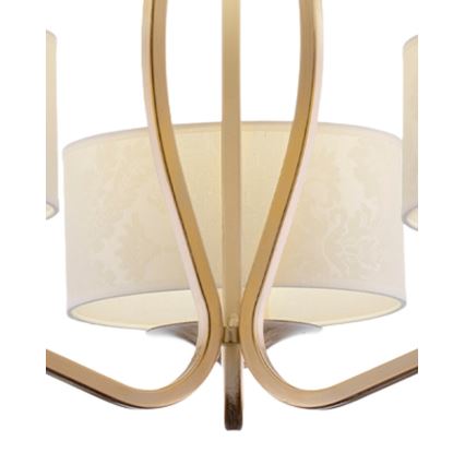 Brilagi - Lampadario a stelo SAPHIRE 3xE27/15W/230V Ø 66 cm crema/oro/patina