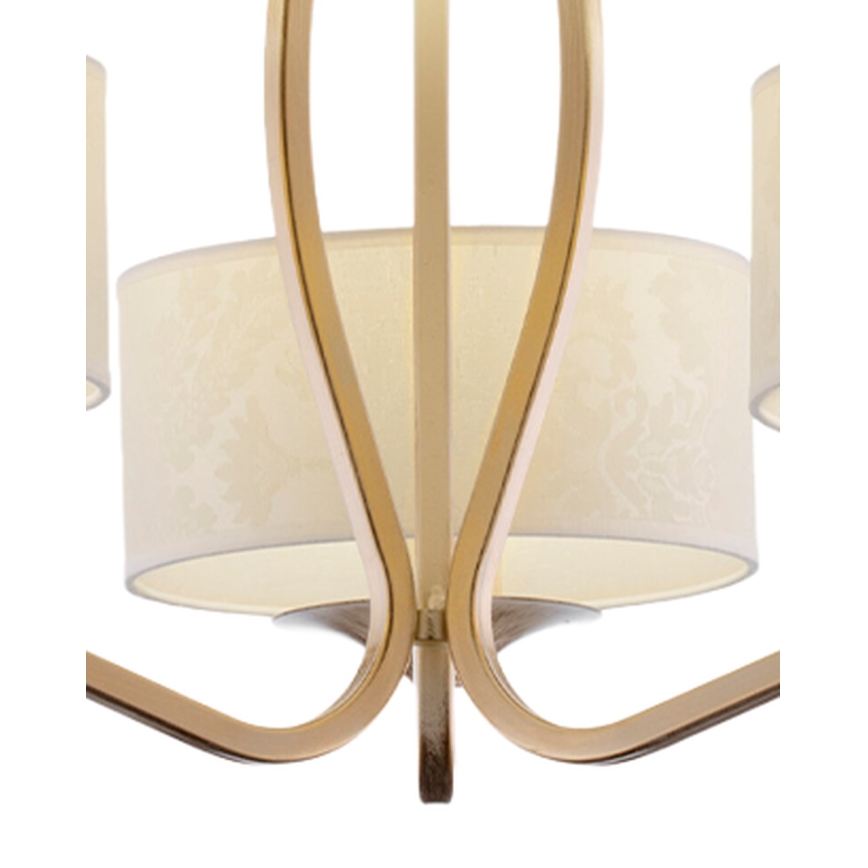 Brilagi - Lampadario a stelo SAPHIRE 3xE27/15W/230V Ø 66 cm crema/oro/patina