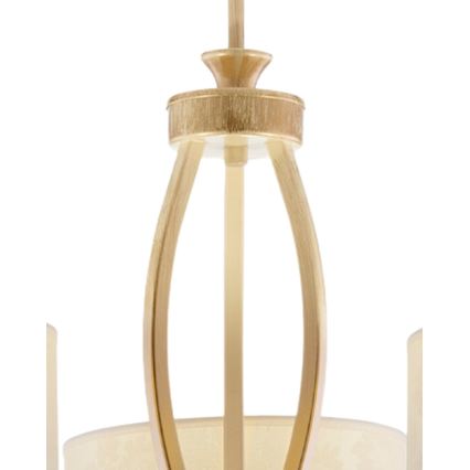 Brilagi - Lampadario a stelo SAPHIRE 3xE27/15W/230V Ø 66 cm crema/oro/patina