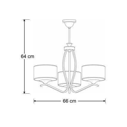 Brilagi - Lampadario a stelo SAPHIRE 3xE27/15W/230V Ø 66 cm crema/oro/patina