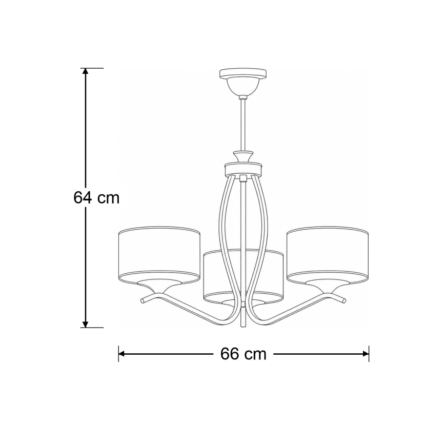 Brilagi - Lampadario a stelo SAPHIRE 3xE27/15W/230V Ø 66 cm crema/oro/patina