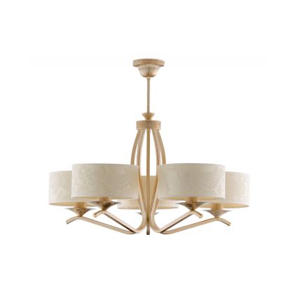 Brilagi - Lampadario a stelo SAPHIRE 5xE27/15W/230V Ø 66 cm crema/oro/patina