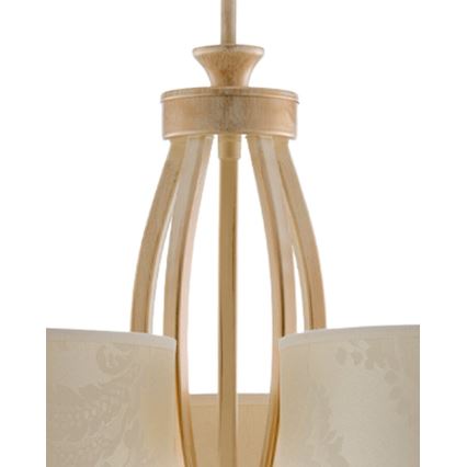 Brilagi - Lampadario a stelo SAPHIRE 5xE27/15W/230V Ø 66 cm crema/oro/patina