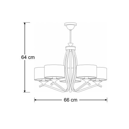 Brilagi - Lampadario a stelo SAPHIRE 5xE27/15W/230V Ø 66 cm crema/oro/patina