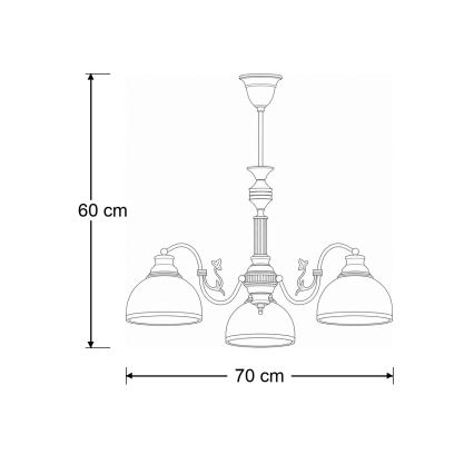 Brilagi - Lampadario a stelo TAURUS 3xE27/15W/230V Ø 70 cm bronzo
