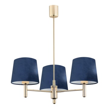 Brilagi - Lampadario con asta MONTE 3xE27/15W/230V blu/oro