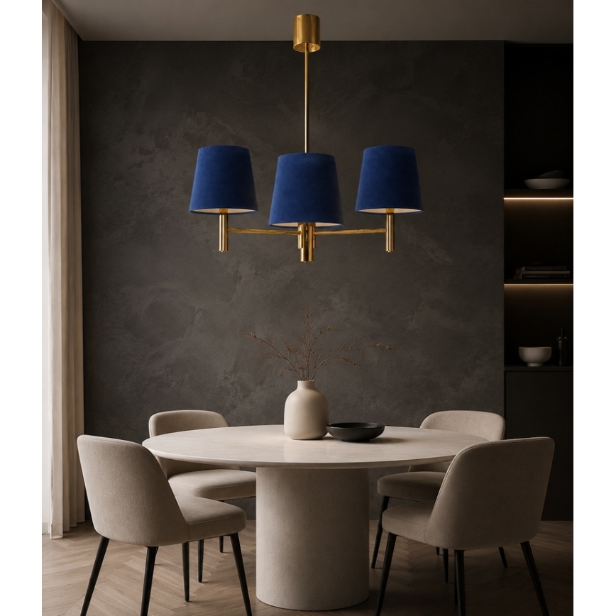 Brilagi - Lampadario con asta MONTE 3xE27/60W/230V blu/oro