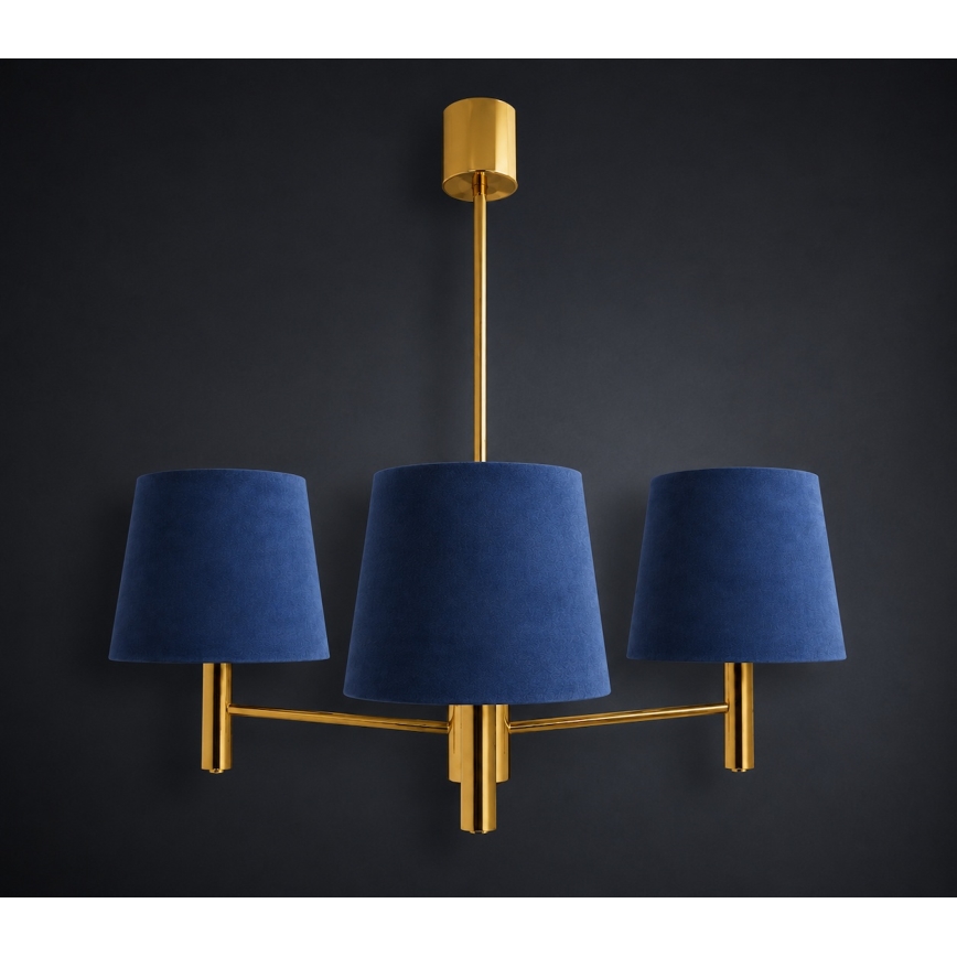 Brilagi - Lampadario con asta MONTE 3xE27/60W/230V blu/oro