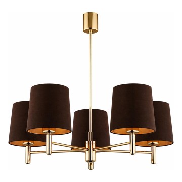 Brilagi - Lampadario con asta MONTE 5xE27/15W/230V marrone/oro
