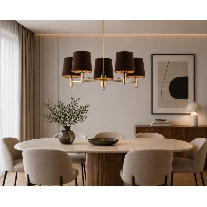 Brilagi - Lampadario con asta MONTE 5xE27/60W/230V marrone/oro