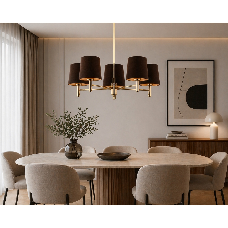 Brilagi - Lampadario con asta MONTE 5xE27/60W/230V marrone/oro
