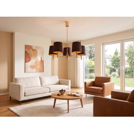Brilagi - Lampadario con asta MONTE 5xE27/60W/230V marrone/oro
