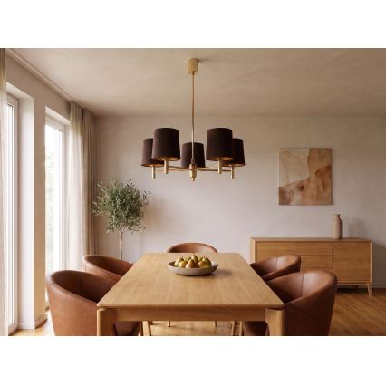Brilagi - Lampadario con asta MONTE 5xE27/60W/230V marrone/oro