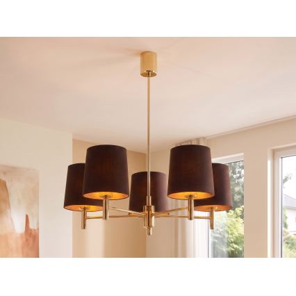 Brilagi - Lampadario con asta MONTE 5xE27/60W/230V marrone/oro