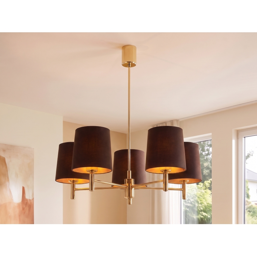 Brilagi - Lampadario con asta MONTE 5xE27/60W/230V marrone/oro