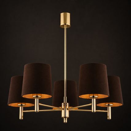 Brilagi - Lampadario con asta MONTE 5xE27/60W/230V marrone/oro